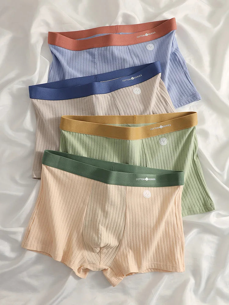 4PCS men's underwear Soft and comfortable men's boxers Fashion breathable teenage boxers