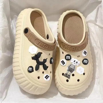 Summer New Cartoon Cute Thick Bottomed Women's Sandals Office Casual Two-Wear Slippers Daily Comfortable Wear Outerwear