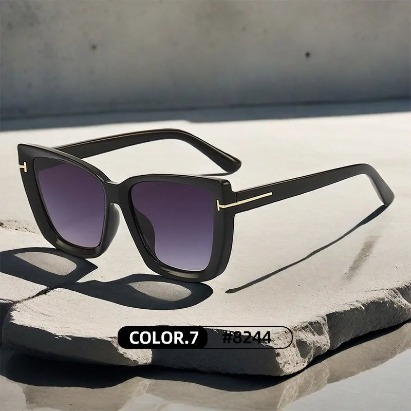 Brand Designer Cat Eye Sunglasses W omen Vintage 2024 High Quality Sun Glasses Fashion Big Frame Cool Sexy Female Oculos