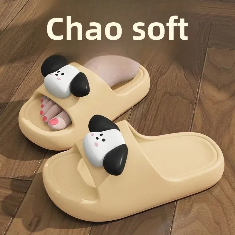 Women's Summer Indoor Home Use Cute Bathroom Slippers Anti-Slip Thick Bottom Slippers Women's Style Outer Wear PVC Material