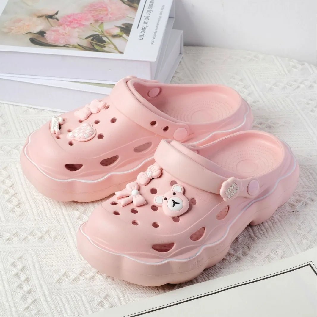 Women's Hollow Out Closed Toe Platform Sandals Summer Casual EVA Beach Sandals Woman Non Slip Clogs Cute Garden Shoes for Women