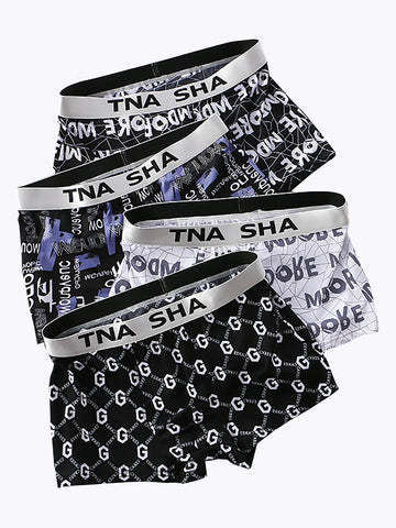 4PCS men's underwear Soft and comfortable men's boxers Fashion breathable teenage boxers