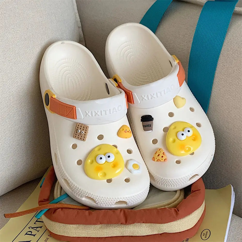Men's Women's Summer Outer Wear Anti-slip Baotou Beach Sandals Cute Cartoon eva Soft Bottom Hollow Out Shoes Bread Soft