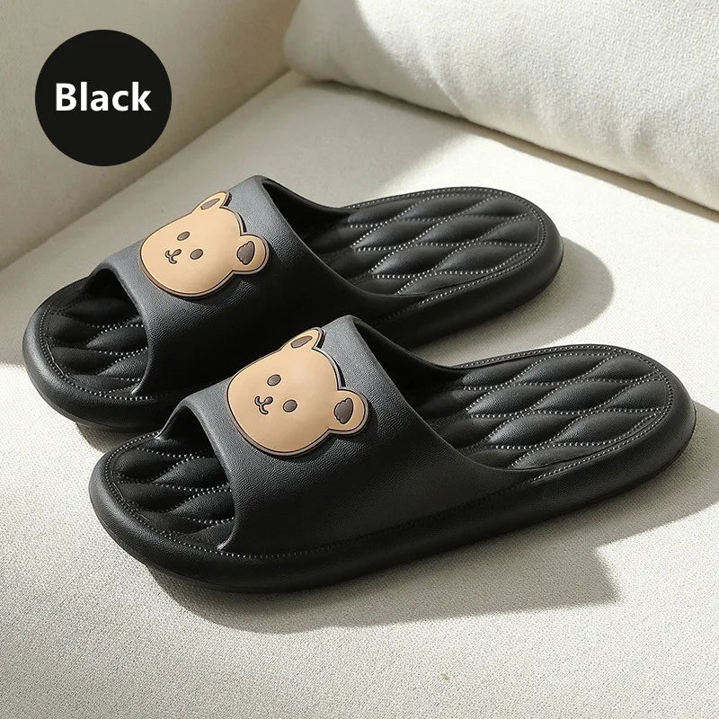 Big Size Summer Women Men's Slippers Thick Flats Platform Beach Slides Soft Bath Cartoon Sandals Outdoors Massage Couple Shoes