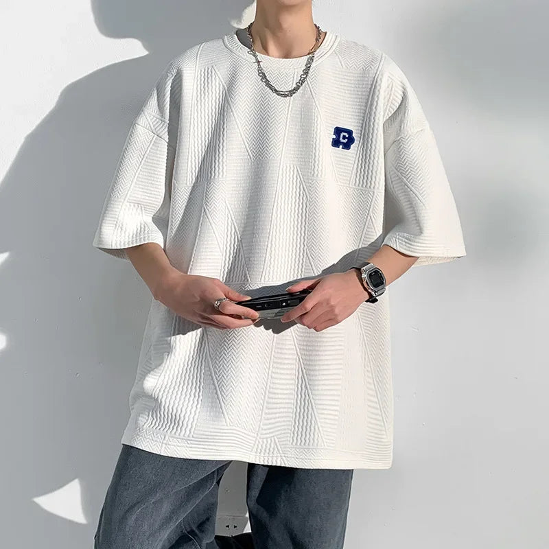 Casual Loose-Fit Men's Short Sleeve T-Shirt Relevant Colors Solid Color Half Sleeve Summer Style Base Layer Top