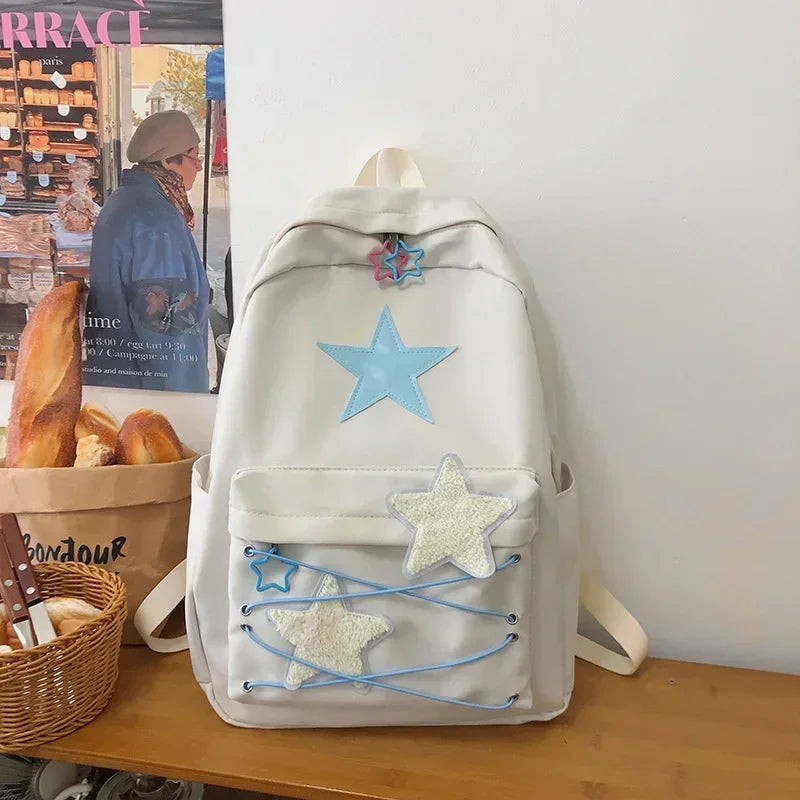 Korean Sweet All Match Star Backpacks Japanese Women Streetwear Y2k Aesthetic Schoolbags High-capacity Kawaii Backpack Students