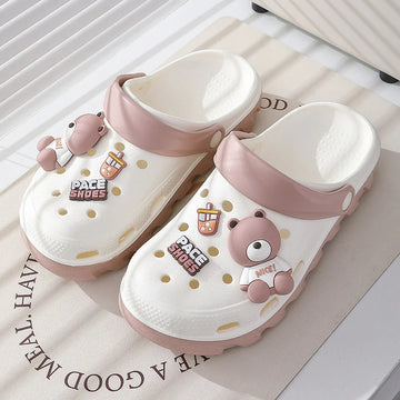 Summer New Men Sandal Slippers DIY Cute Cartoon Clogs Women Mules Summer Beach Sandals Cave Hole Female Garden Shoe For Students