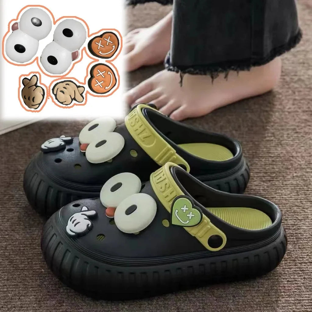 Summer New Cartoon Cute Thick Bottomed Women's Sandals Office Casual Two-Wear Slippers Daily Comfortable Wear Outerwear