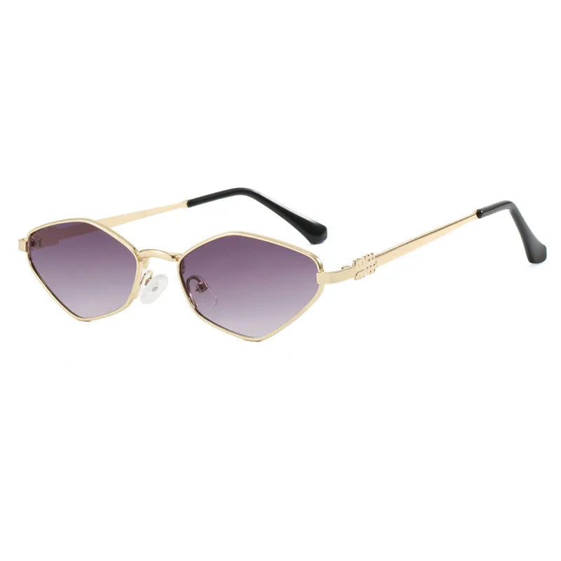 Luxury Metal Brand Sunglasses For Women Rhombus Designer Fashion Sun Glasses Stylish Popular Small Square Sunglasses 2024