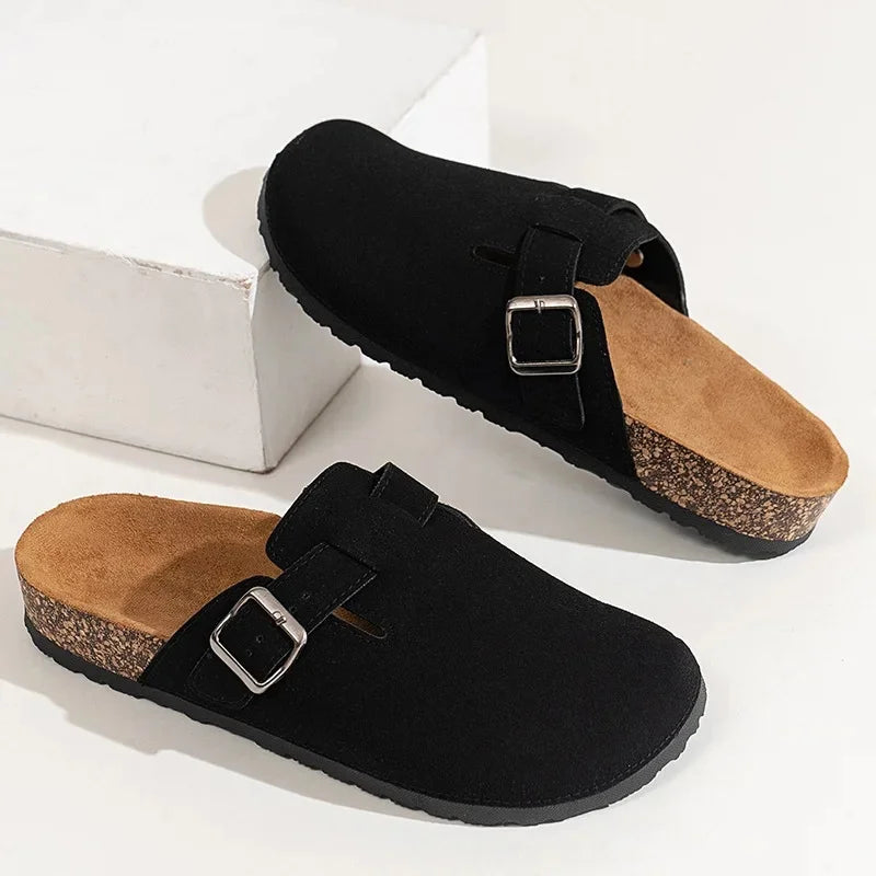 Casual Home Use Wooden Base Men's Slippers 2024 New Style Plus Size Slippers Cross-Border Design Comfortable Soft Sole Men's Fli
