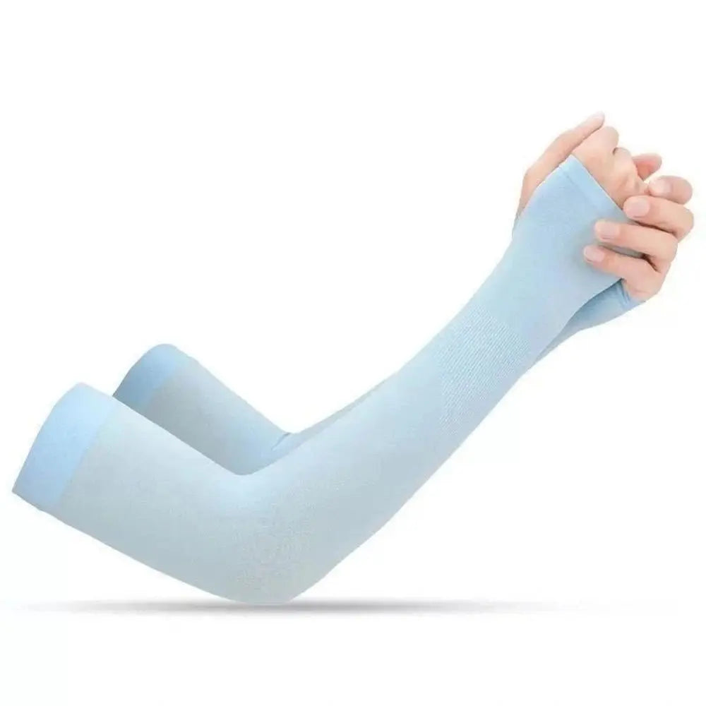 1Pair Cool Hand Sleeves Summer Ice Silk Long Sleeves Anti-Sunburn Arm Cover Women Men Cuff Anti-UV Cycling Arm Sleeve Fingerless