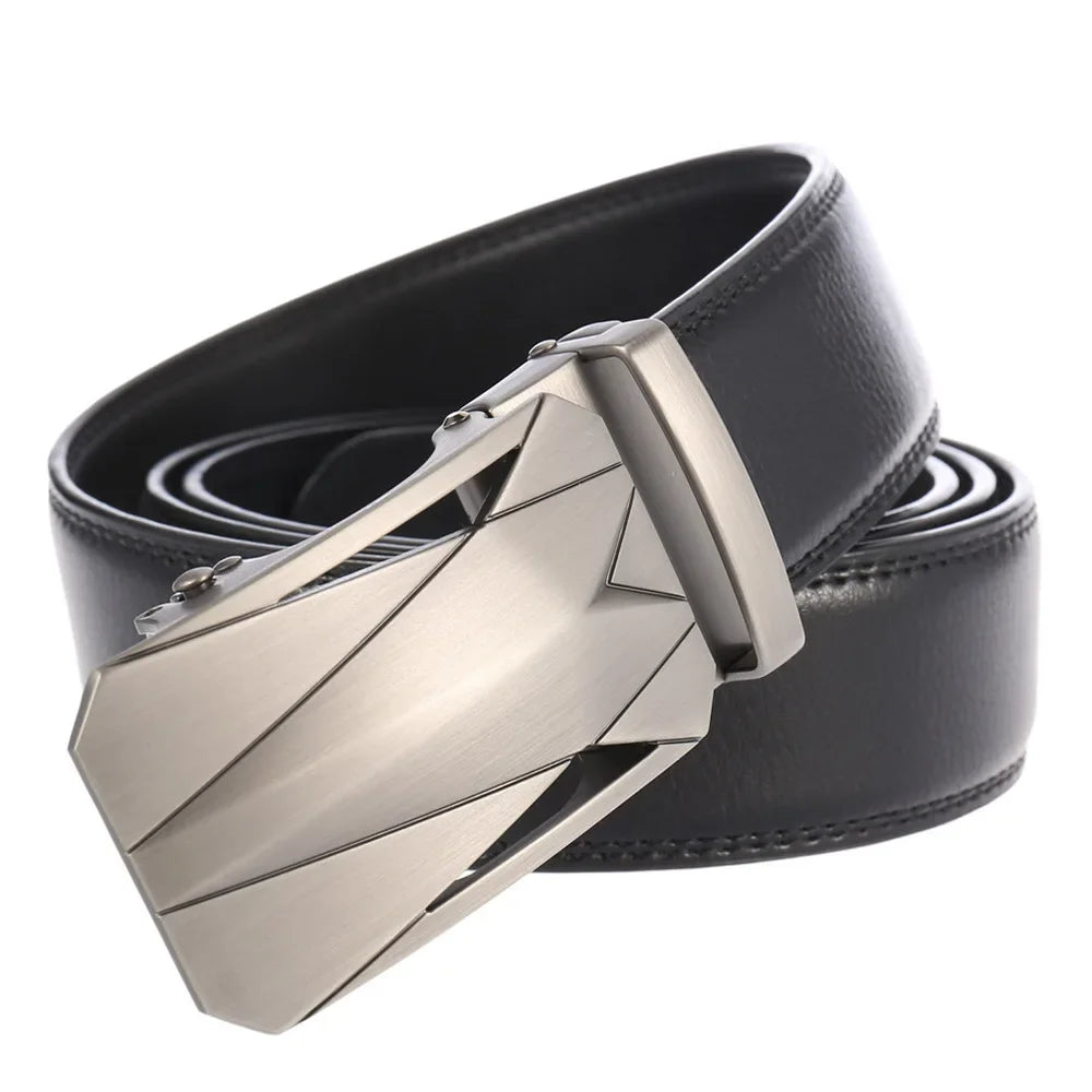130 140 150 160 170cm Large Size Belts Metal Automatic Buckle Men's Belt Genuine Leather Belts 3.50cm Width Brown