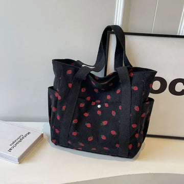 Forest Fresh Corduroy Handbag Sweet and Fashionable Versatile Shoulder Bag Beautiful and Simple Commuter Women's Tote Bag