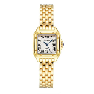 YIKAZE Luxury Women Watch Retro Square Watches Stainless Steel Ladies Quartz Watches Business Female Clock Bracelet Wristwatch