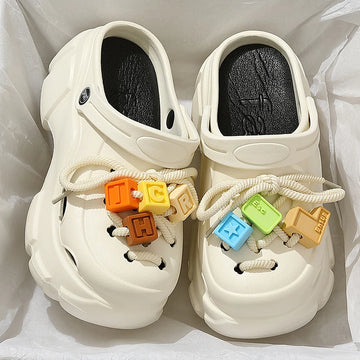 QYCKABY New Summer Women Beach Sandals Outdoor Clogs Trend Platform Slippers Casual Water Shoes Garden Shoes Mens Beach Sandals