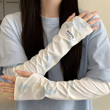 Gradient Butterfly Ice Silk Sunscreen Sleeve Summer UV Protection Arm Sleeves Outdoor Riding Driving Sun Protection Arm Sleeves