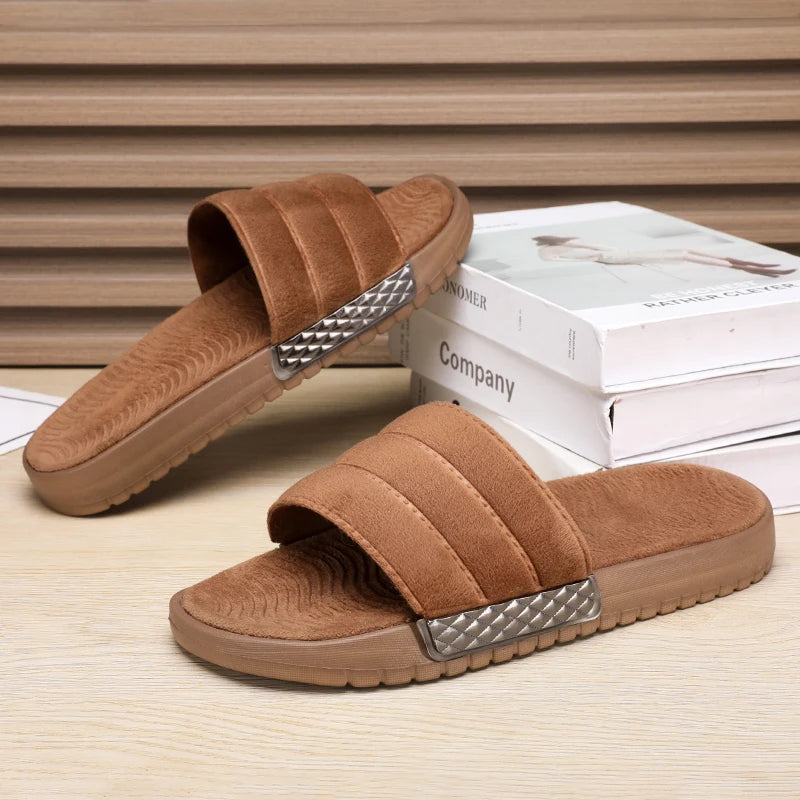 Winter Men's Warm Slippers Fur Plush Slippers Indoor Comfortable Slides Warm Shoes Men Women Home Warm Slippers Big Size 46 47