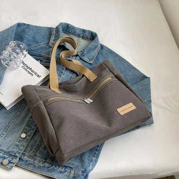 Fashion Retro Versatile Canvas Tote Bag Leisure Student Shoulder Bags Portable Handbag with Zipper for Women Сумка Женская 2025