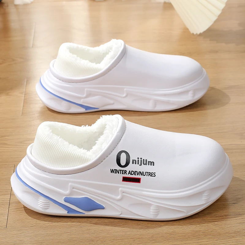 Winter Men's Warm Slippers Cotton Slippers Wrap Heels Outdoor Indoor Warm Shoes Men Women Home Bedroom Plush Warm Slippers 36-45