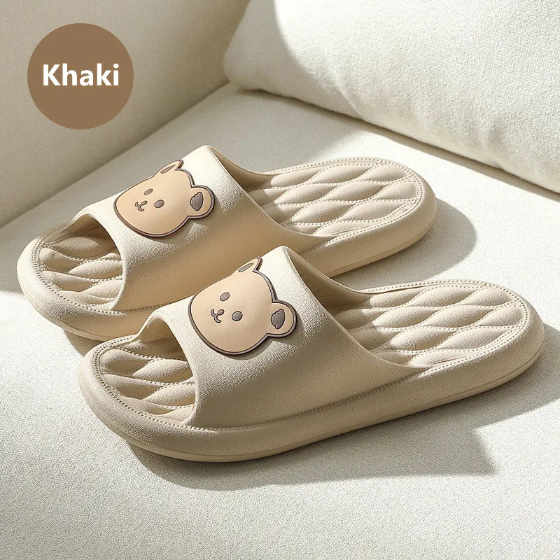 Big Size Summer Women Men's Slippers Thick Flats Platform Beach Slides Soft Bath Cartoon Sandals Outdoors Massage Couple Shoes
