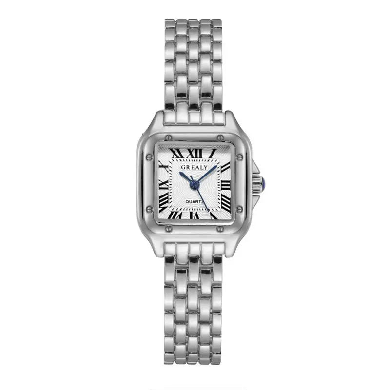 YIKAZE Luxury Women Watch Retro Square Watches Stainless Steel Ladies Quartz Watches Business Female Clock Bracelet Wristwatch