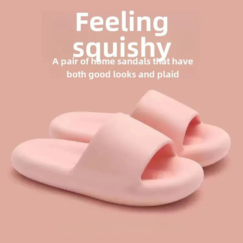 Thick Bottomed Slippers Women's Summer Home Indoor Bathroom Non-Slip Couple Slippers Men's Outerwear Trendy PVC Base