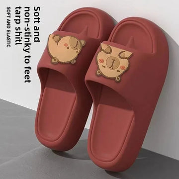 Summer Korean Style New Slippers Simple Comfortable Cartoon Couple Home Student Dormitory Soft Bottom Step In Dung Slippers