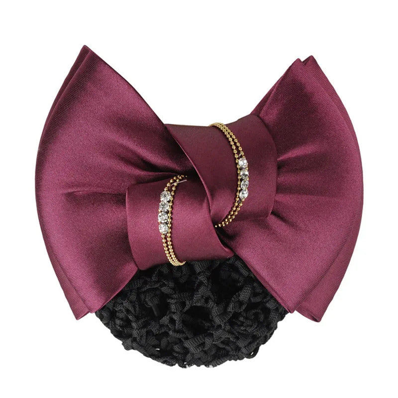发饰New Lady Hairgrips Double Bow Crochet Bun Net Hair Clips Snood Bow Hairpins Lace Bow Hair Net Hair Bun Bow Tie Hair Accessories