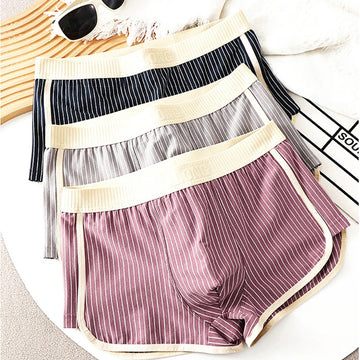 内衣男3PCS Fashion Mens Sexy Striped Underwear 100% Cotton Breathable Boxers High Elastic Waist High Quality Soft Men's Underpants 3XL
