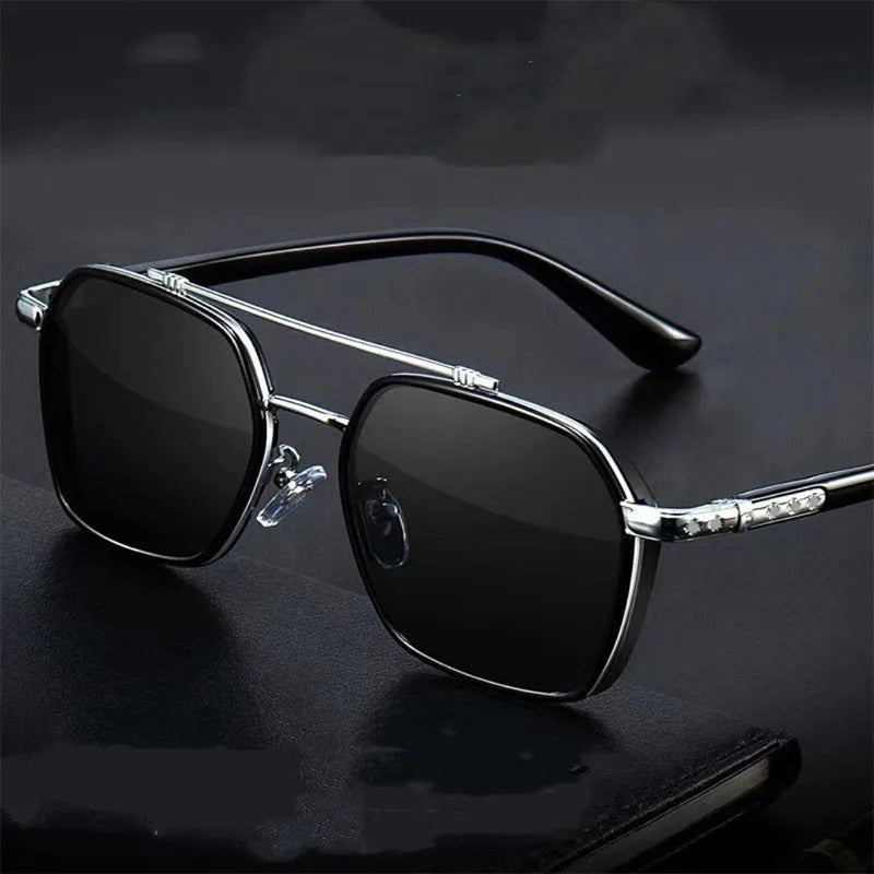 太阳镜男New Large Frame Square Sunglasses Men's Brand Designer Metal Sun Glasses Men Outdoor Driving Eyewear UV400 Oculos De Sol