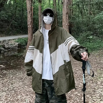 防晒衣男Color Blocking Sunscreen Jacket Men Summer Design Sensibilityniche Couple Outdoor Climbing Camping Ice Silk Quick Dry Anti-sun
