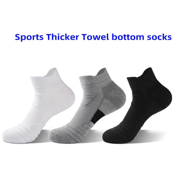 3 Pairs Sport Ankle Socks Athletic Low-cut Sock Thick Knit Sock Outdoor Fitness Breathable Quick Dry Wear-resistant Warm Socks男士袜子