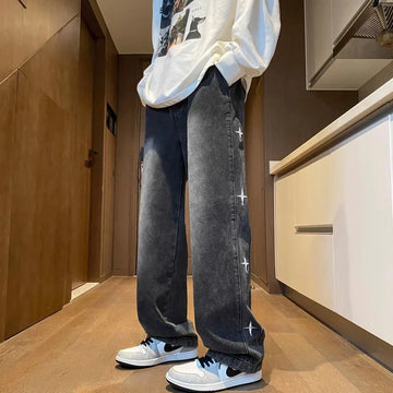牛仔裤男2024 Spring Autumn New Men's Jeans American Style Trendy Straight-Leg Loose-Fit Fashionable Workwear Youth Explosion Trousers