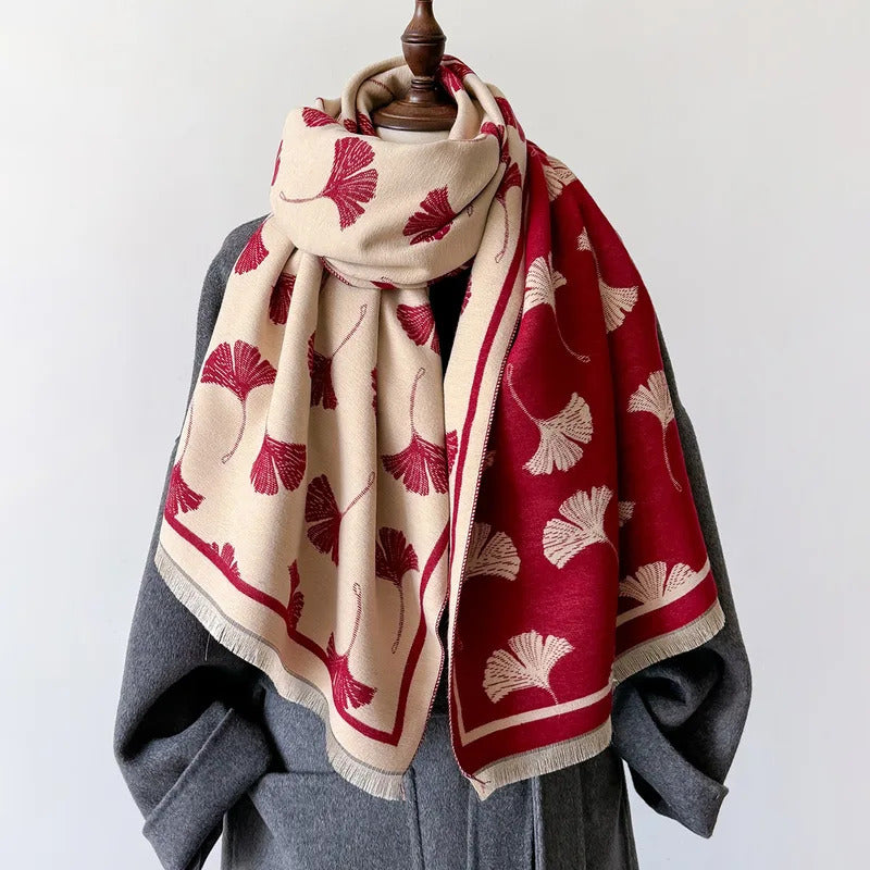 丝巾女New Retro Floral Print Thick Cashmere Scarfs for Women Warm Winter Autumn 2024 Lady Pashmina Bufanda Large Wraps Shawls Tassels