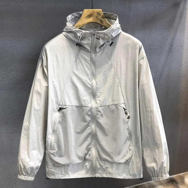 防晒衣男Hooded Sun Protection Jacket For Men Loose Fit Versatile Casual Top Anti Uv Protection Summer Fashionable Cardigan