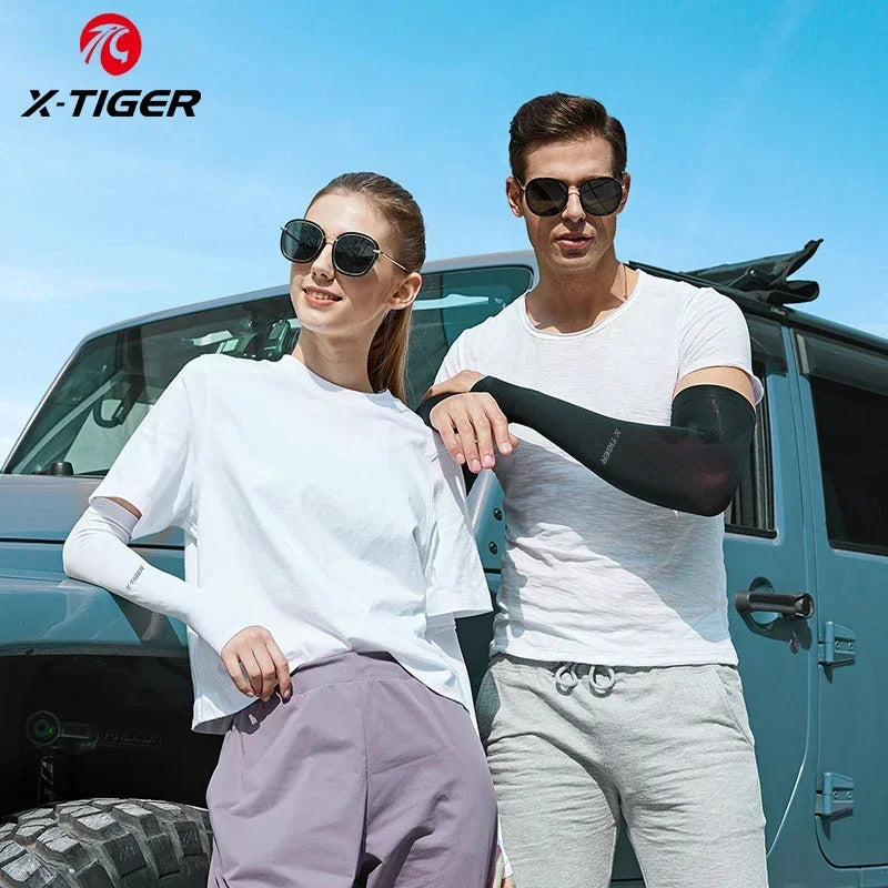 冰袖男X-TIGER Cycling Arm Sleeves Ice Fabric  Anti-UV Sunscreen Running Cycling Sleeve Outdoor Sport Cycling Arm Warmers Men Women