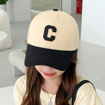 帽子女Letter C Embroidery Patchwork Baseball Cap Soft Cotton Outdoor Sun Caps Woman Man Snapback Dad Trucker Hats Unisex Streetwear