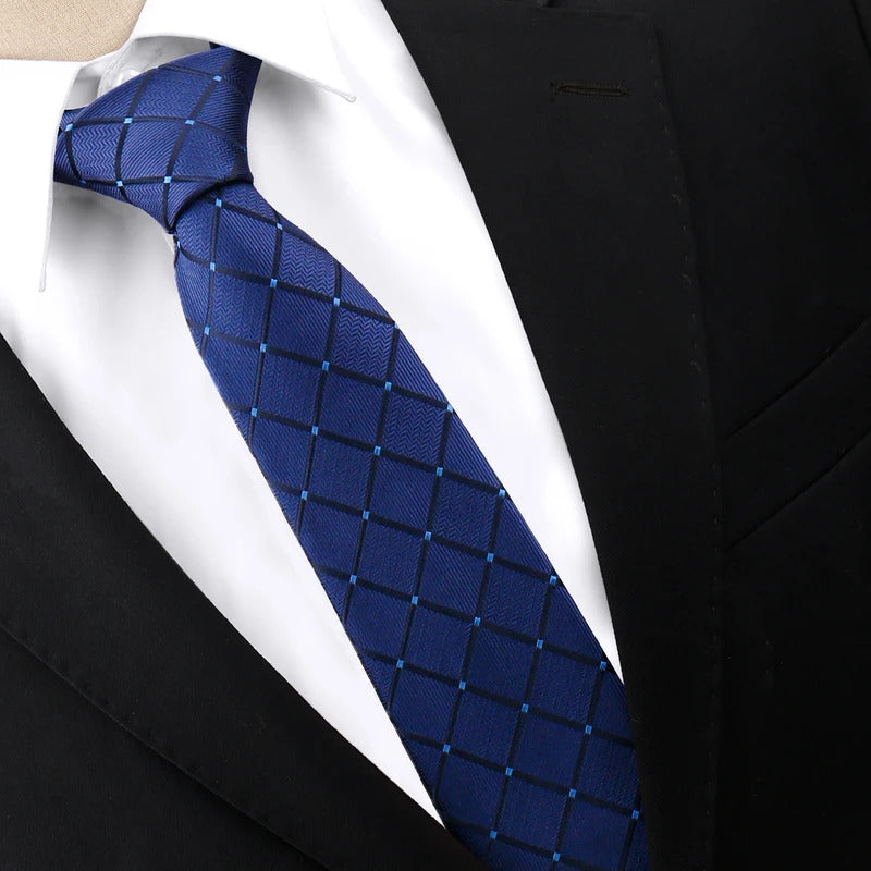 领带男Tie Man Solid Check Luxury 8CM Mens Necktie Plaid Groom Groomsman Wedding Tie Business Suit Jacquard Woven Classic Neckties Gift