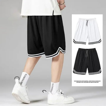短裤男Trendy American Style Basketball Shorts For Men Casual Sport Loose Fit Summer Versatile Solid Color Beach Five Minute Pants