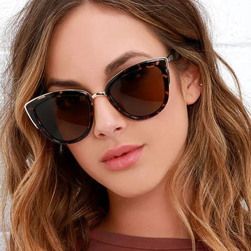 眼镜女1Pcs Cat Eye Sunglasses Women Fashion Brand Designer Sunglasses Vintage Female Sexy Leopard Cateyes Black Gradient Oculos De Sol