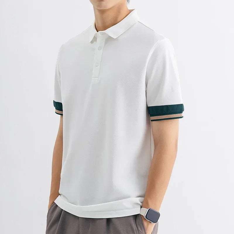 POLO男Men's High-End Feel Polo Shirt Casual Summer Breathable Short Sleeve T-Shirt Business Casual Fashionable Paulownia Wood Fibre