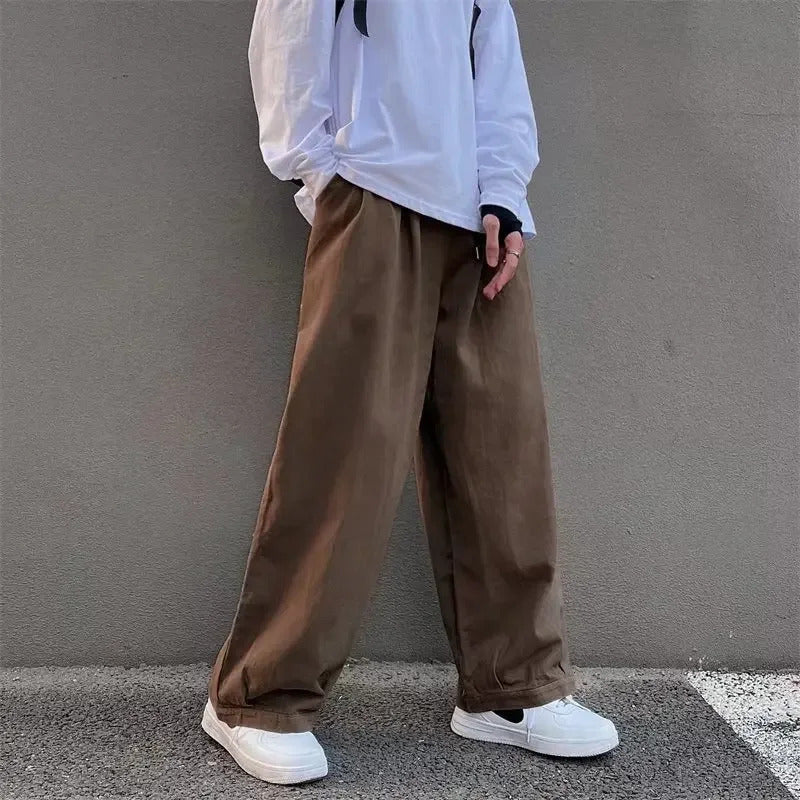 休闲裤男Trendy Straight-leg Cargo Pants For Men Casual Loose-fit Solid Color Spring Autumn New Style High Street Ins Style