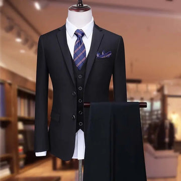 礼服男Black Peak Lapel Men's Suits Slim Fit Elegant Wedding 3 Piece Jacket Pants Vest Male Clothing High Quality Costume Homme 2024