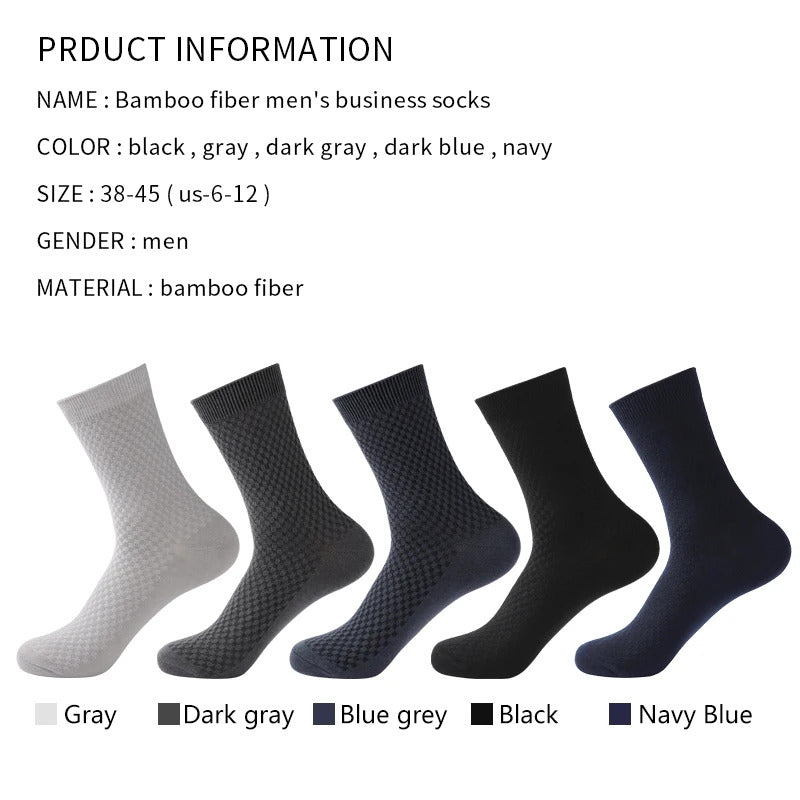 High Quality 10Pair /Lot Men's  Bamboo Fiber Socks Compression Long Socks Men's Black Business Casual Male Sock Large Size 38-45男士袜子