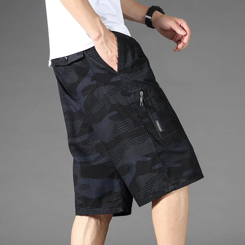 短裤男Summer Plaid Men's Seven-Foot Casual Outdoor Shorts Multiple Pockets Camouflage Pattern Loose Fit Comfortable Breathable Shorts