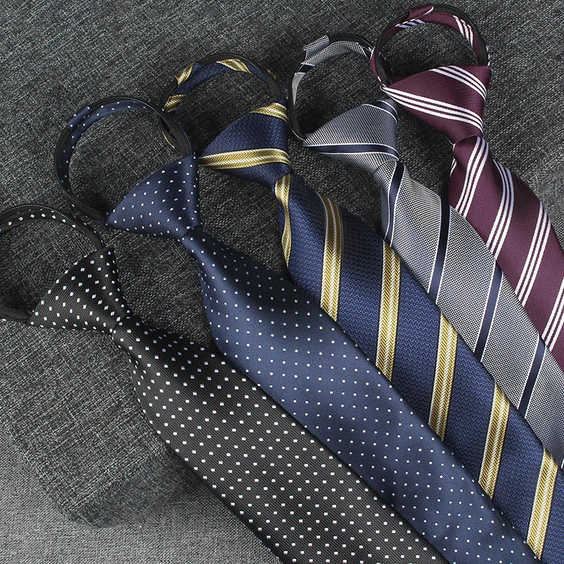 领带男Versatile High Quality Men's Ties 8CM Striped Floral Lazy Zipper Tie Fit Best Man Gentleman Business Formal Necktie Lover's Gift