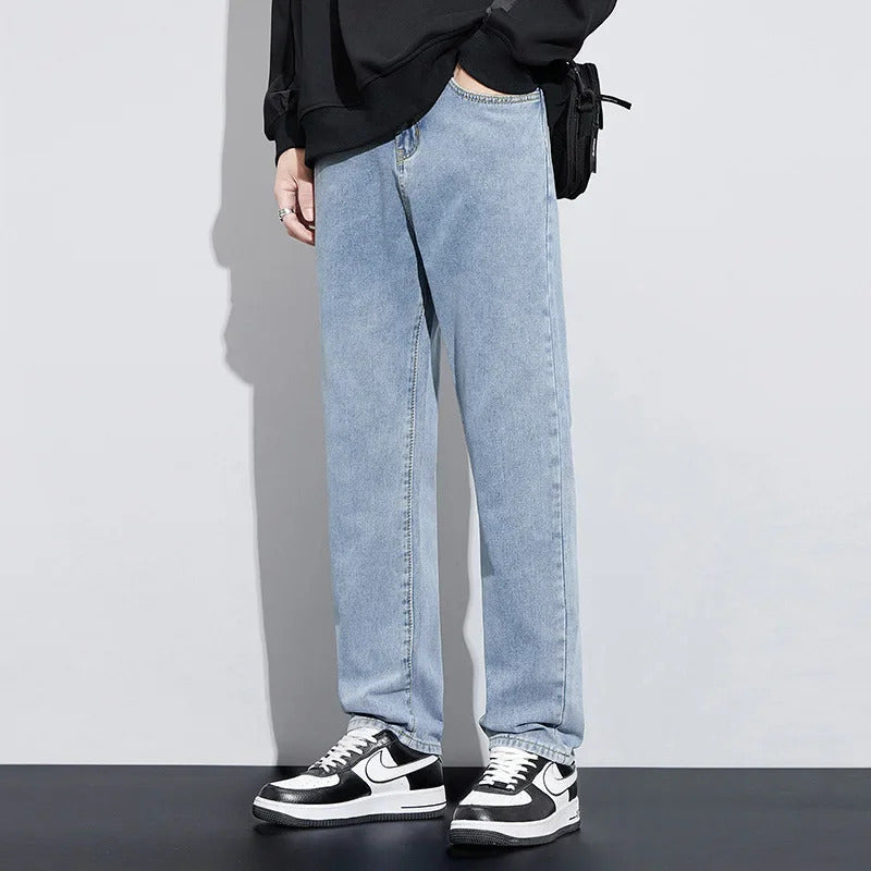 牛仔裤男2023 New Trendy Straight-Leg Denim Jeans Loose-Fit Casual Pants For Men Autumn/Winter Streetwear Bell Bottoms