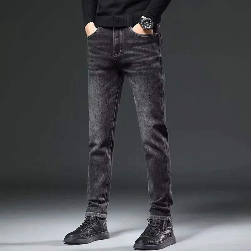 牛仔裤男Men's Jeans New Style Slim Fit Straight Leg Stretchy Denim Trousers Autumn/Winter Trendy Brand Casual Long Pants