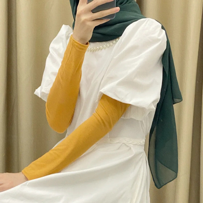防晒冰袖女Women Ice Silk Arm Sleeve Abayas UV Protection Soft Modal Arm Cover Solid Color Arm Warmers Sport Outdoor Handsock