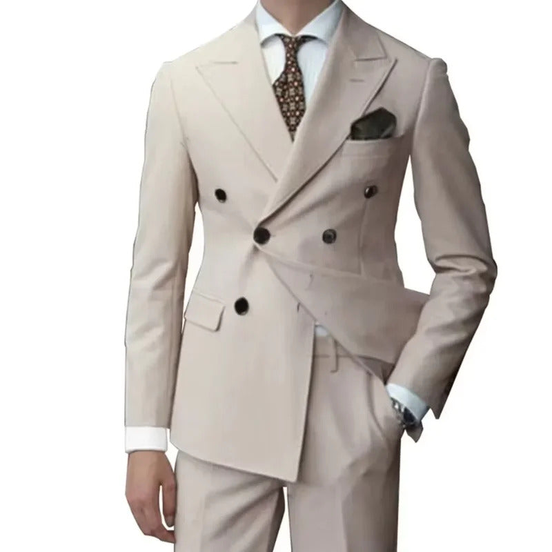 礼服男Classic Men's Jackets Set Luxury Jacket Pants 2-Piece Set  Double-Breasted Wedding Groom Business Slim Fit Formal